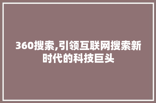 360搜索,引领互联网搜索新时代的科技巨头