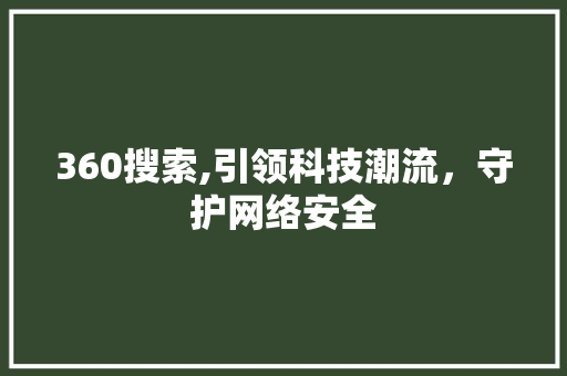 360搜索,引领科技潮流，守护网络安全