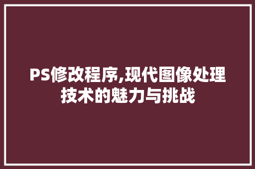 PS修改程序,现代图像处理技术的魅力与挑战