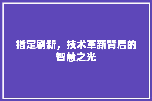 指定刷新，技术革新背后的智慧之光