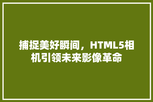 捕捉美好瞬间，HTML5相机引领未来影像革命