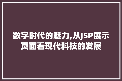 数字时代的魅力,从JSP展示页面看现代科技的发展