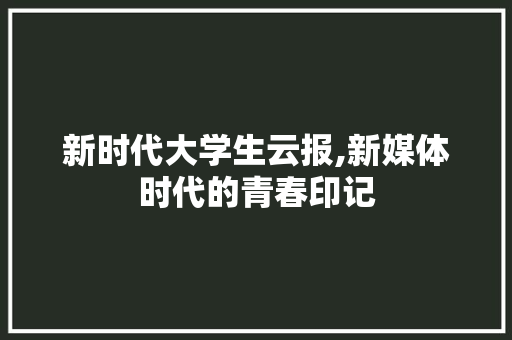 新时代大学生云报,新媒体时代的青春印记