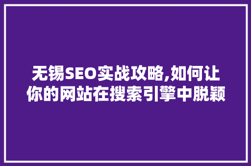 无锡SEO实战攻略,如何让你的网站在搜索引擎中脱颖而出