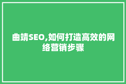 曲靖SEO,如何打造高效的网络营销步骤