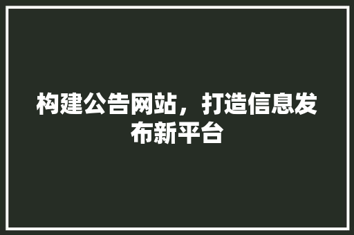 构建公告网站，打造信息发布新平台