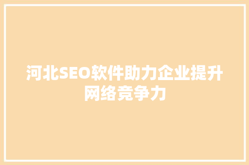 河北SEO软件助力企业提升网络竞争力