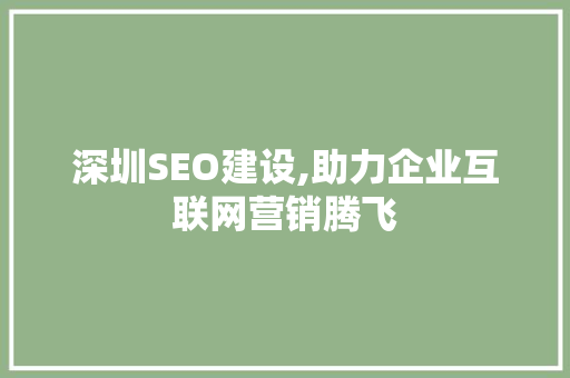 深圳SEO建设,助力企业互联网营销腾飞