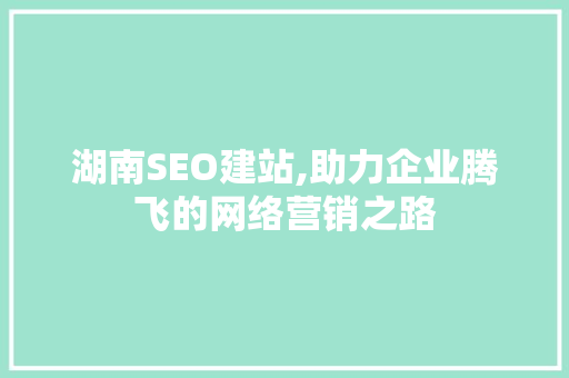 湖南SEO建站,助力企业腾飞的网络营销之路