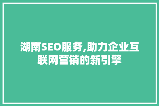 湖南SEO服务,助力企业互联网营销的新引擎