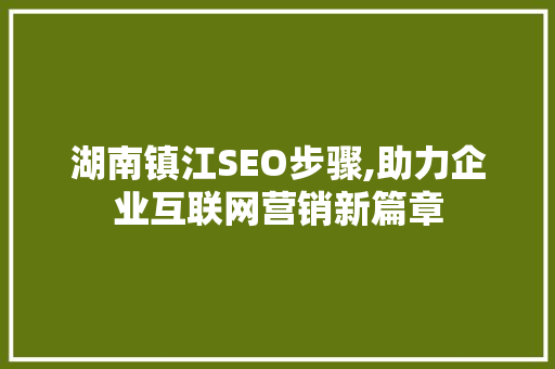 湖南镇江SEO步骤,助力企业互联网营销新篇章