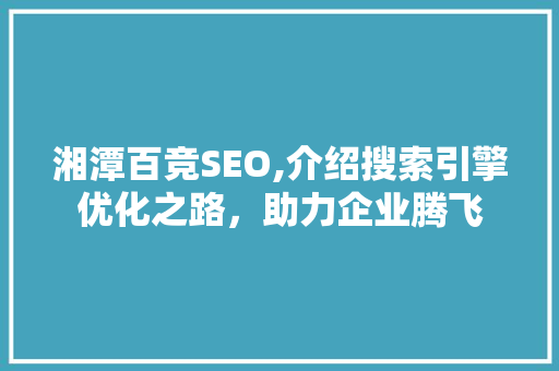 湘潭百竞SEO,介绍搜索引擎优化之路，助力企业腾飞