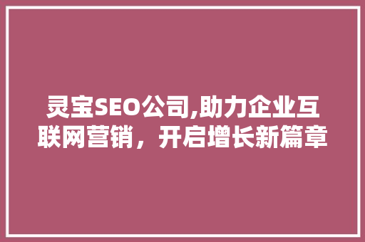 灵宝SEO公司,助力企业互联网营销，开启增长新篇章