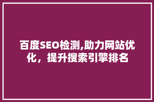 百度SEO检测,助力网站优化，提升搜索引擎排名