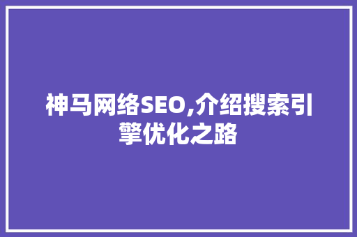 神马网络SEO,介绍搜索引擎优化之路