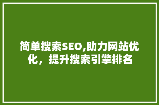 简单搜索SEO,助力网站优化，提升搜索引擎排名