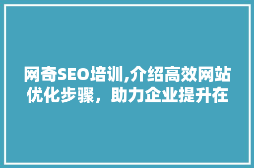 网奇SEO培训,介绍高效网站优化步骤，助力企业提升在线竞争力