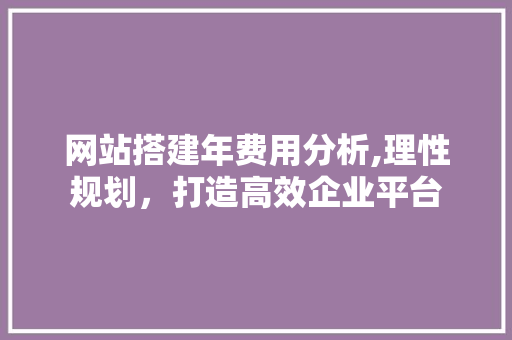 网站搭建年费用分析,理性规划，打造高效企业平台