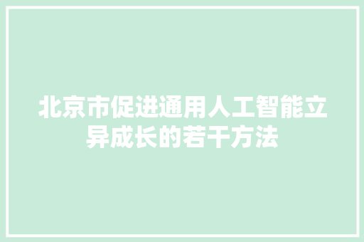 北京市促进通用人工智能立异成长的若干方法