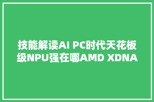 技能解读AI PC时代天花板级NPU强在哪AMD XDNA 2架构解析