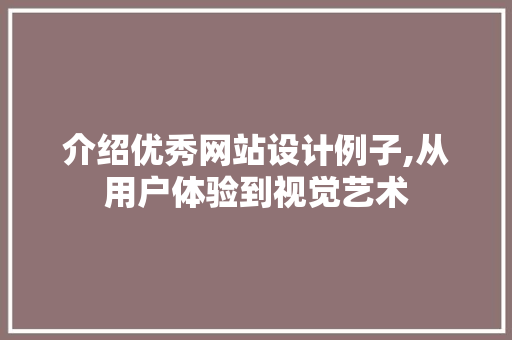 介绍优秀网站设计例子,从用户体验到视觉艺术