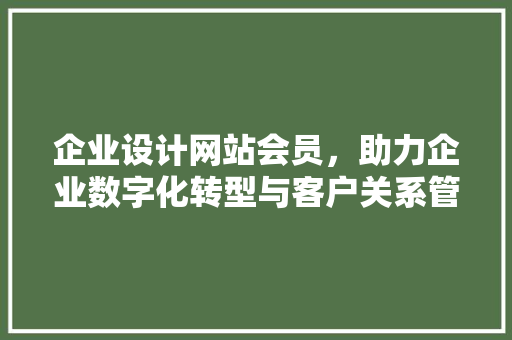 企业设计网站会员，助力企业数字化转型与客户关系管理