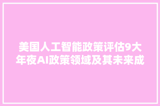 美国人工智能政策评估9大年夜AI政策领域及其未来成长倾向