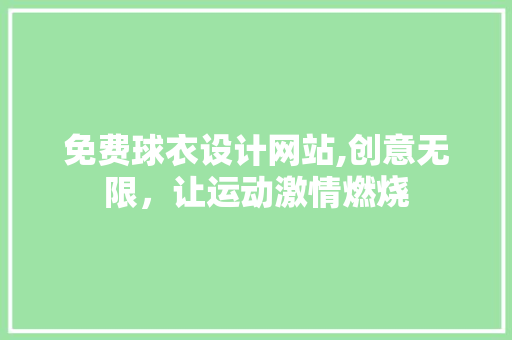 免费球衣设计网站,创意无限，让运动激情燃烧