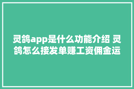 灵鸽app是什么功能介绍 灵鸽怎么接发单赚工资佣金运用教程