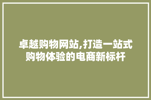 卓越购物网站,打造一站式购物体验的电商新标杆