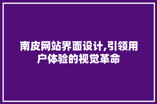 南皮网站界面设计,引领用户体验的视觉革命