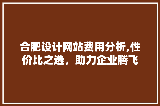 合肥设计网站费用分析,性价比之选，助力企业腾飞