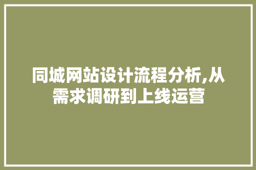 同城网站设计流程分析,从需求调研到上线运营