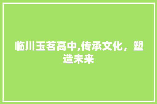 临川玉茗高中,传承文化，塑造未来