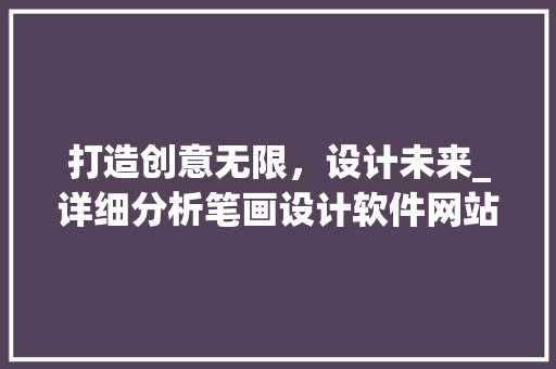 打造创意无限，设计未来_详细分析笔画设计软件网站的魅力