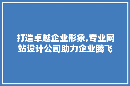 打造卓越企业形象,专业网站设计公司助力企业腾飞