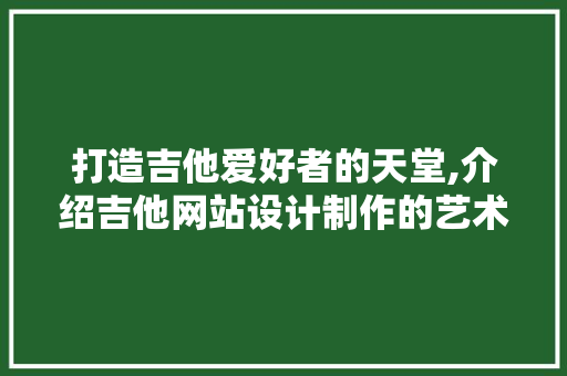 打造吉他爱好者的天堂,介绍吉他网站设计制作的艺术与方法