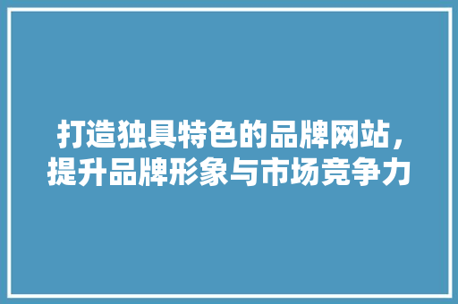 打造独具特色的品牌网站，提升品牌形象与市场竞争力