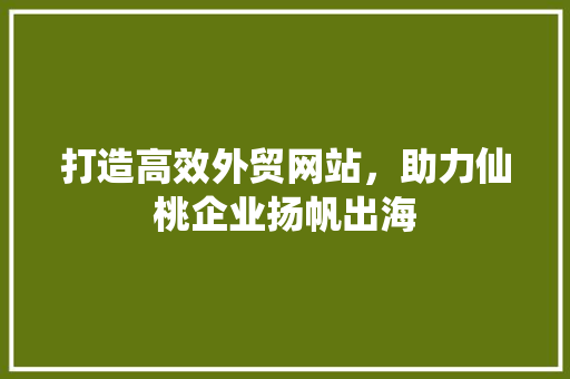 打造高效外贸网站，助力仙桃企业扬帆出海