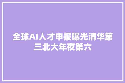 全球AI人才申报曝光清华第三北大年夜第六