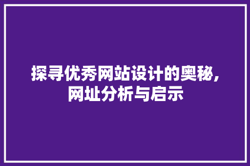 探寻优秀网站设计的奥秘,网址分析与启示