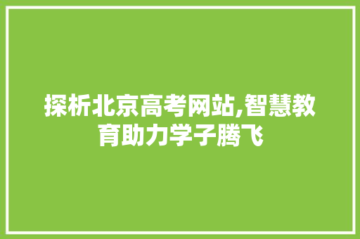 探析北京高考网站,智慧教育助力学子腾飞