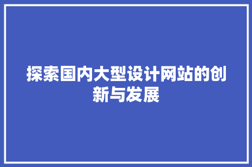 探索国内大型设计网站的创新与发展