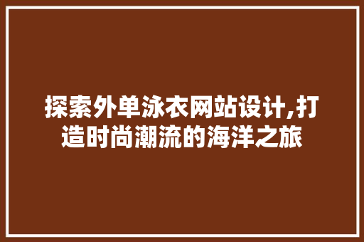 探索外单泳衣网站设计,打造时尚潮流的海洋之旅