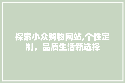 探索小众购物网站,个性定制，品质生活新选择