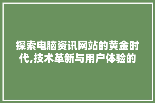 探索电脑资讯网站的黄金时代,技术革新与用户体验的完美融合