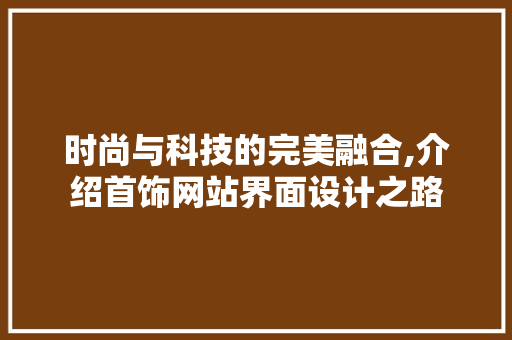 时尚与科技的完美融合,介绍首饰网站界面设计之路