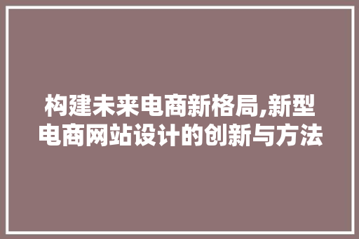 构建未来电商新格局,新型电商网站设计的创新与方法