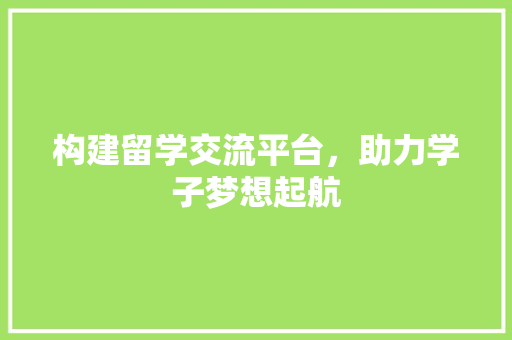 构建留学交流平台，助力学子梦想起航