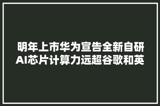 明年上市华为宣告全新自研AI芯片计算力远超谷歌和英伟达